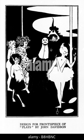 Aubrey Beardsley John Davidson Plays design for the volume published 1894 with Wilde as Bacchus with bound ankles Stock Photo