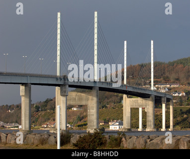 The Kessock Bridge crosses the Beauly Firth, an inlet of the Moray Firth, from Inverness to North Kessock in Scotland Stock Photo