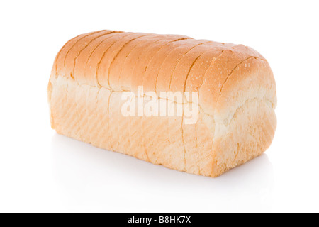 Sliced loaf of bread isolated on white background Stock Photo