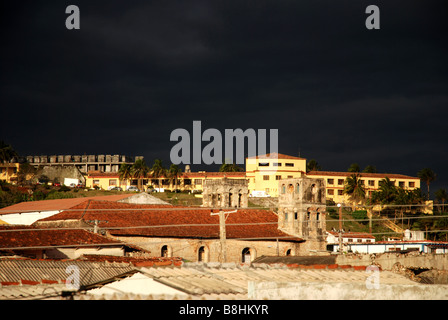 Hotel El Castillio and town Baracoa with Cathedral Nuestra Senora de las Ascuncion Province Guantanamo Cuba Stock Photo