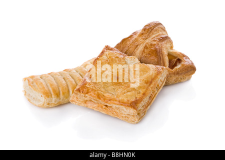 Puff pastry (sweet or salted)  isolated on white background Stock Photo