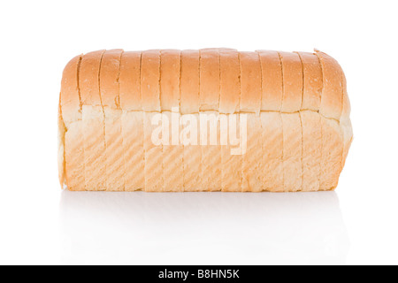 Sliced loaf of bread isolated on white background Stock Photo