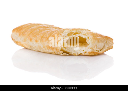 Puff pastry stuffed with melted cheese isolated on white background Stock Photo