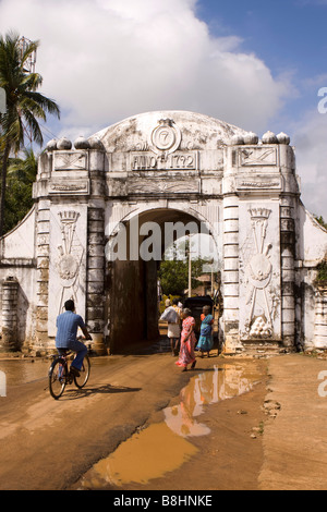 India Tamil Nadu Tranquebar Tharangambadi old Danish colonial fortified gateway Stock Photo