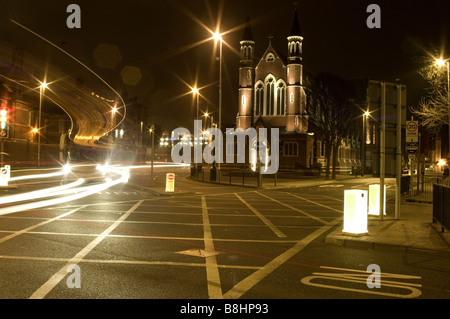 Creating light traces through long exposure Stock Photo