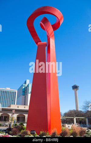 Torch of Friendship sculpture near the Riverwalk and Riverside Mall in downtown San Antonio,Texas, USA Stock Photo