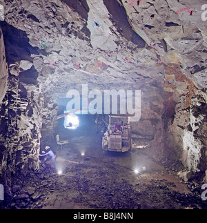 Excavation of hard rock cavern for Island West waste collection and compaction facility under Mount Davies on Hong Kong Island. Stock Photo