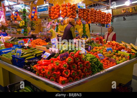 Stall selling fruit and vegetables at Mercat Santa Caterina market in Sant Pere district of Barcelona Spain Europe Stock Photo