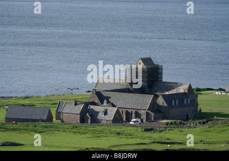 aerial view of Iona Abbey Scotland  June 2007 Stock Photo