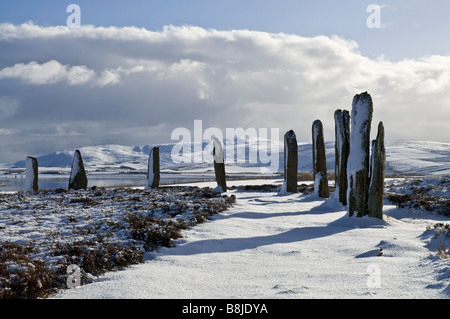 dh  RING OF BRODGAR ORKNEY Stone circle neolithic henge snow landscape bronze age britain standing stones monolithic menhirs circles