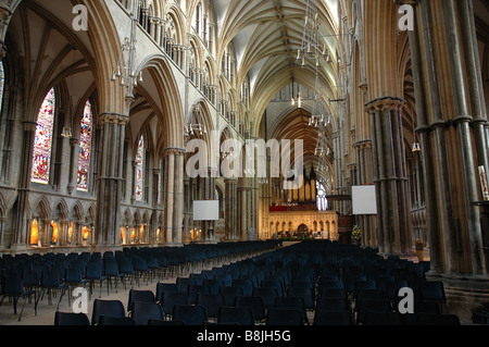 Interior of Lincoln Cathedral, which is one of the finest medieval buildings in Europe Stock Photo