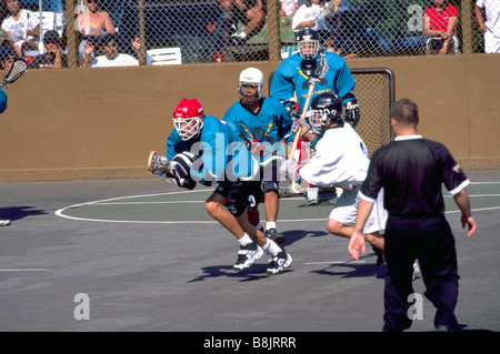 Native American Indians playing a Game of Lacrosse Stock Photo