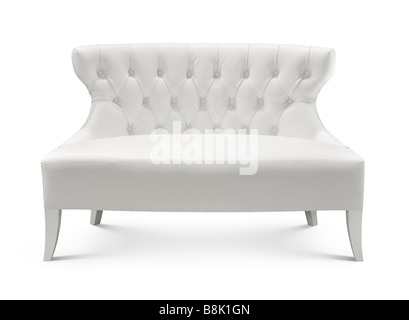 White leather loveseat Stock Photo