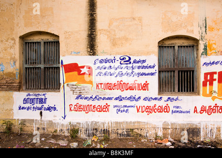 India Tamil Nadu Madurai Thiruchuli Village colourful political poster painted on house wall Stock Photo