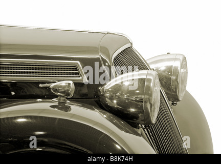 The headlight of antiquarian car isolated over white with clipping path Stock Photo