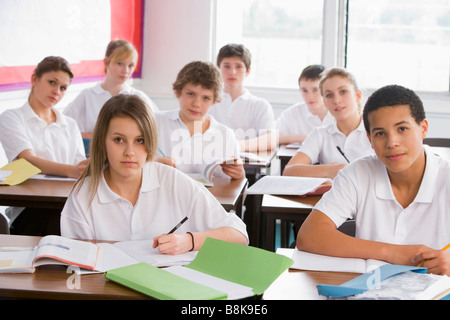 Secondary school students in a classroom Stock Photo