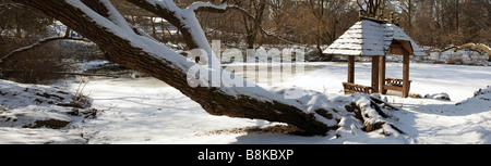 Wagner cove after a snow storm in Central Park Stock Photo