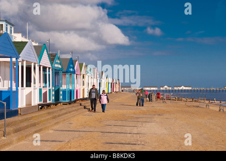 People walking along Southwold beach promenade on a nice day Stock Photo