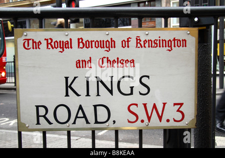 Street sign for the Kings Road, Westminster, London.  Jan 2009 Stock Photo