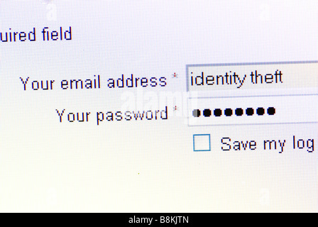 Identity theft on an internet login page Stock Photo
