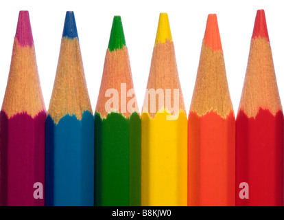 macro shot of coloured pencils isolated on white Stock Photo