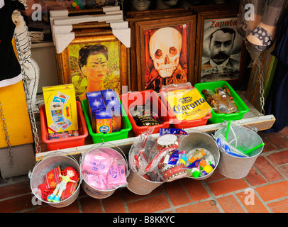 Historic Olvera street (Calle Olvera or Placita Olvera) near Union Square, Los Angeles CA Stock Photo