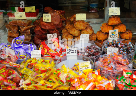 Historic Olvera street (Calle Olvera or Placita Olvera) near Union Square, Los Angeles CA Stock Photo