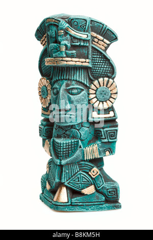 Mayan god statue from Mexico isolated on white background Stock Photo