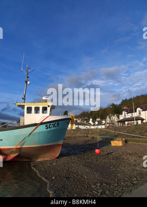 Fishing Boat moored at Kippford, Urr Estuary, Colvend Coast, Dumfries and Galloway, Scotland Stock Photo