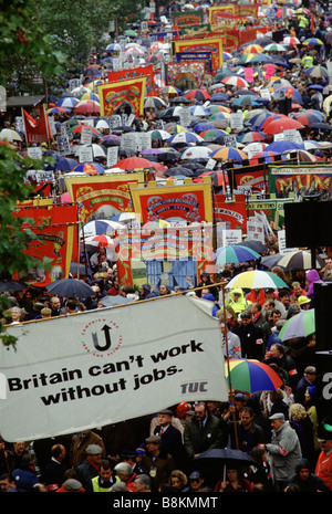 London England 25 October 1992 200 000 people take part in a demonstration organised by the Trade Union Congress Stock Photo
