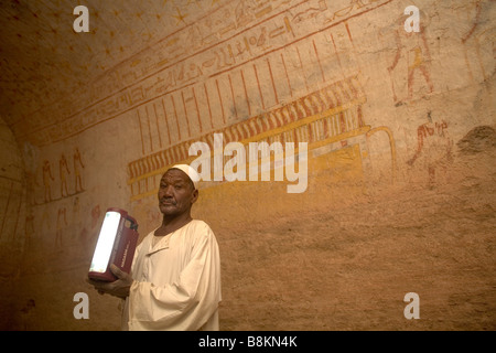 Pharaohs graves tombs with hierogliphs from Napata kingdom in El Kurru near Merawe, Sudan Stock Photo