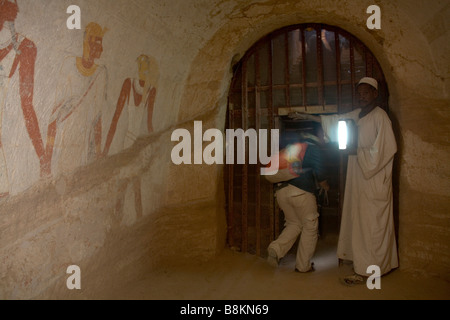 Pharaohs graves tombs with hierogliphs from Napata kingdom in El Kurru near Merawe, Sudan Stock Photo