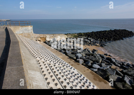 concrete sea protection blocks against erosion essex coast between frinton on sea and holland on sea england uk gb Stock Photo