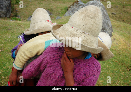 Quechua Indian girls in the Cordillera Blanca. Stock Photo