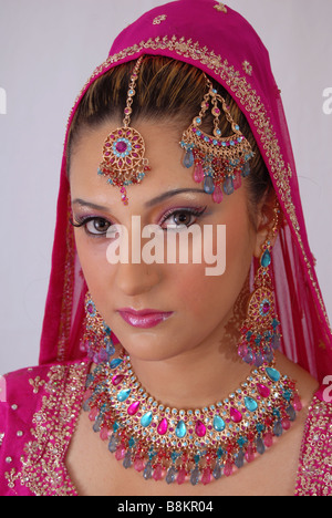 Pretty Asian or Indian Bride Stock Photo