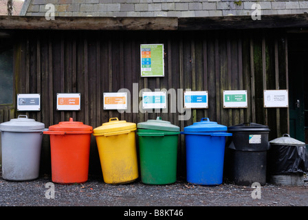 Multicoloured waste recycling bins Stock Photo