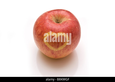 Fuji apple with a heart design on the skin Stock Photo