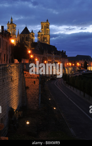 The medieval Cathedral in the old town of Laon France Stock Photo