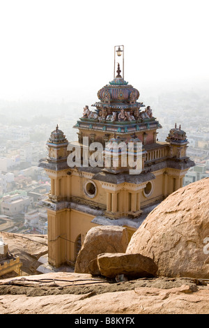 India Tamil Nadu Tiruchirappalli elevated view of city from Rock Fort Temple hilltop shrine Stock Photo