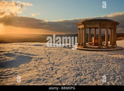 The Inglis monument in snow on the north downs reigate surrey england Stock Photo