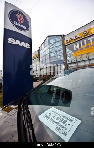 A new Opel vehicle sits on the lot at the Dello Opel dealership in Hamburg, Germany Stock Photo