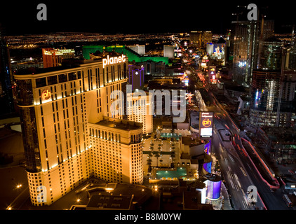 View of the Las Vegas strip at night from the top of the Eiffel tower at  the Paris Casino, Las Vegas, Nevada, USA Stock Photo - Alamy