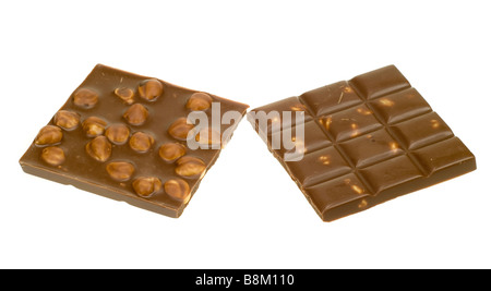 chocolate with hazelnuts isolated on a white background Stock Photo