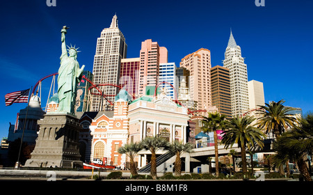 Panoramic view of The New York, New York hotel & casino with the statue of liberty on the Las Vegas Strip, Nevada, USA Stock Photo