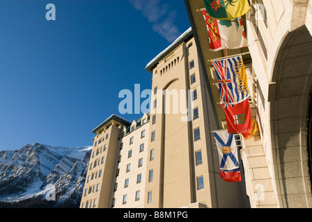 The Fairmont Chateau Lake Louise Hotel in Banff National Park, Alberta, Canada. Stock Photo