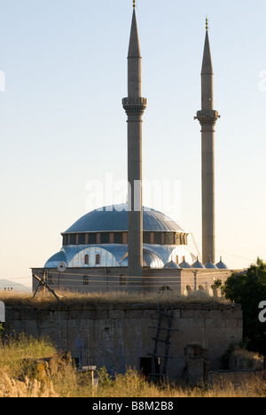 mosque with minaret, Cappadocia region Aksaray, Turkey Stock Photo