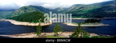 A panoramic view to the 'High Street' and hills over Haweswater in the Lake District Stock Photo