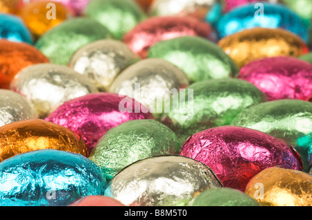 Small chocolate easter eggs Stock Photo