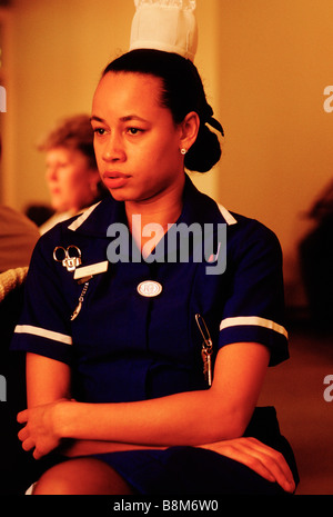 Whipps Cross Hispital London 1988 A nurse relaxing in the staff canteen Stock Photo