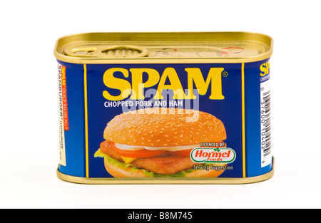 Can of SPAM chopped pork and ham sold in the UK Stock Photo